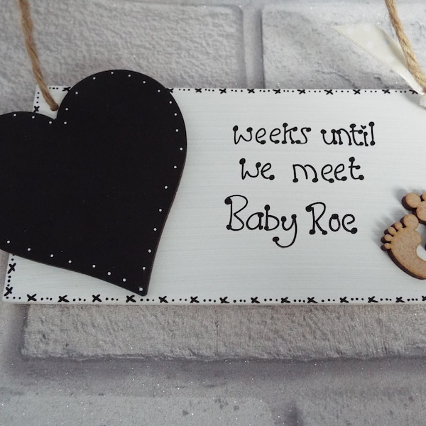 Countdown to birth sign new baby plaque baby shower gift pregnancy countdown sign