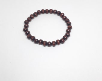 Brown Wood Bead Bracelet - 6mm Stretch Bracelet