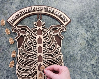 BACKBONE of the ARMY plaque with removable rank