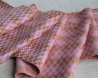 Vermont Hand Woven Multi Harness Pinks and Adobe Rose Bamboo Yarn Scarf