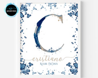 Under The Sea Monogram Letter C Initial Nautical Ocean Aquatic Print Wall Decor