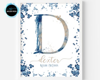 Under The Sea Monogram Letter D Initial Nautical Ocean Aquatic Print Wall Decor