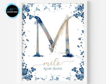 Under The Sea Monogram Letter M Initial Nautical Ocean Aquatic Print Wall Decor