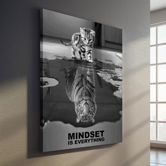 Mindset Is Everything Wall Art Tiger Inspirational Premium Etsy