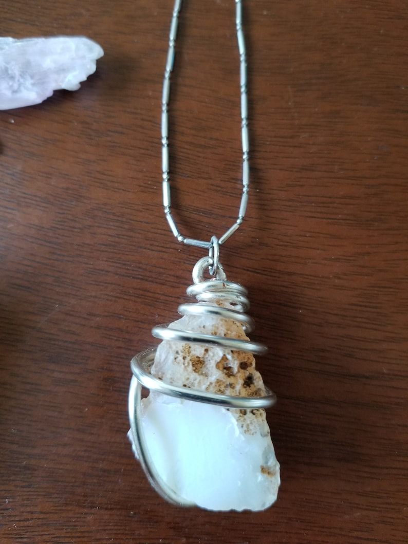 Magical Crystal Raw Stone Pendants handmade with Copper or Silver wire Visionary Gifts by Blue Spiral