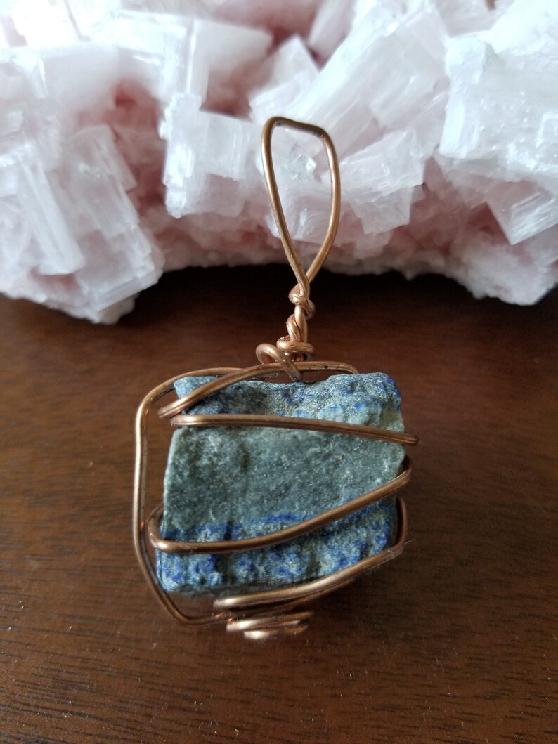 Magical Crystal Raw Stone Pendants handmade with Copper or Silver wire Visionary Gifts by Blue Spiral