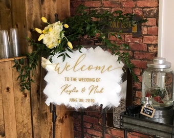 Acrylic Painted Wedding Welcome Sign, Decoration, Signage, Entrance, Reception, Decor