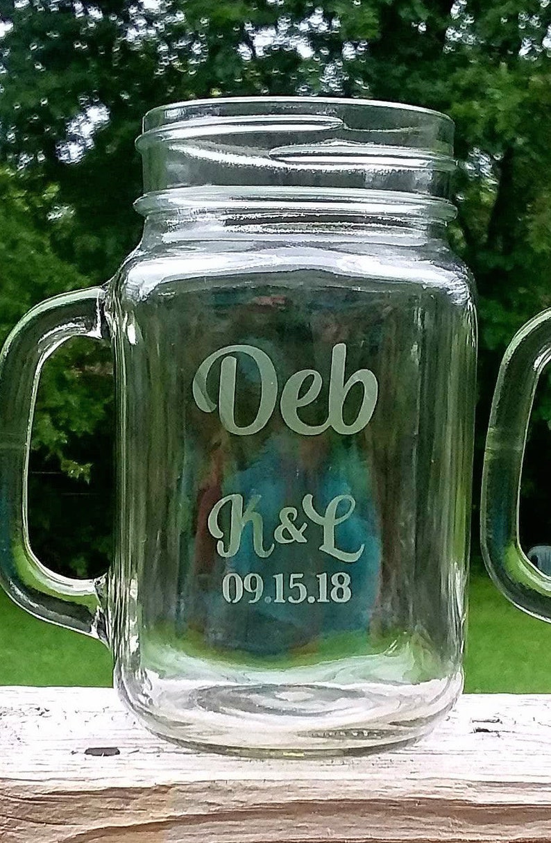 Bridal Mason Jar Etched Mugs8eightpersonalized Customized Etsy