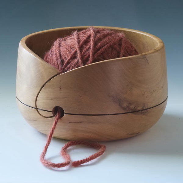 Black Cherry Wood Knitting or Yarn Bowl, Fine Birthday, Wedding, Christmas Gift, Fine Woodworking, Turned Wood, No. 918
