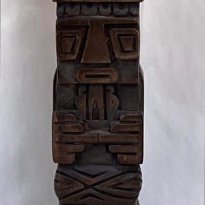 Vintage Inca Andean Tiwanaku Monolith Peru / Bolivian Handmade Wood Sculpture Statue 8&quot; Tall