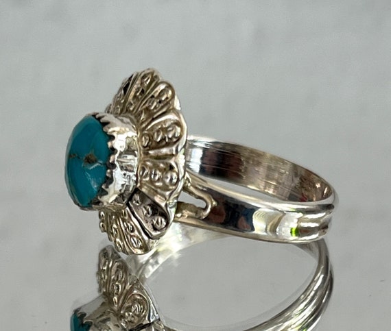 SouthWest Sterling Silver Flower Concho Ring with… - image 5