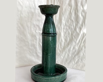 Lâmpada de óleo/castiçal de cerâmica chinesa antiga, em cerâmica vidrada verde Shiwan,