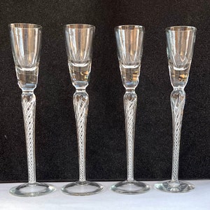 Set of 4 Stuart Crystal IONA ARIAL Blown Air Twist Bubbles Long Stem Aperitif Cordial Glasses