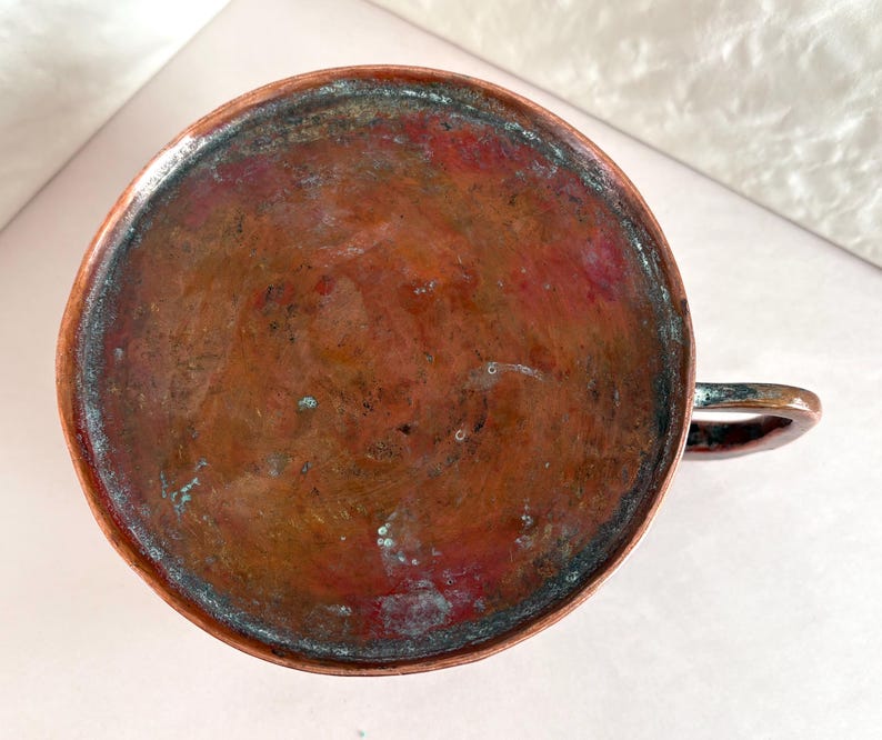 Antique Middle Eastern Engraved Copper Castellated Rim Tankard / Pot ...