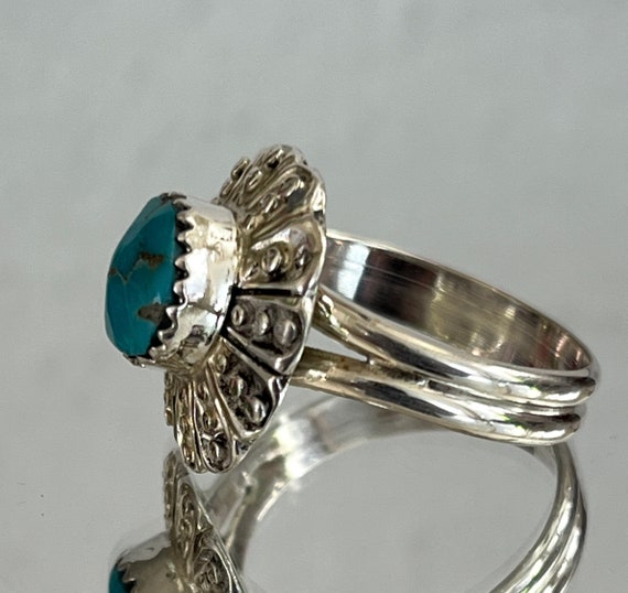 SouthWest Sterling Silver Flower Concho Ring with… - image 4