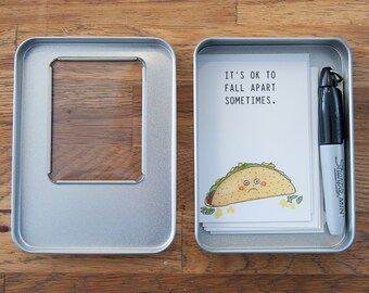 Lunchbox love note set in a tin; kindness cards for kids; funny cards for kids; kindness kit; cute cards just because