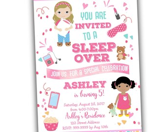 sleepover invitation etsy