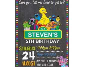 sesame street invite etsy