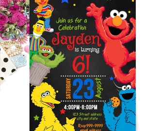 sesame street invite etsy