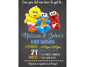 sesame street baby shower invitations