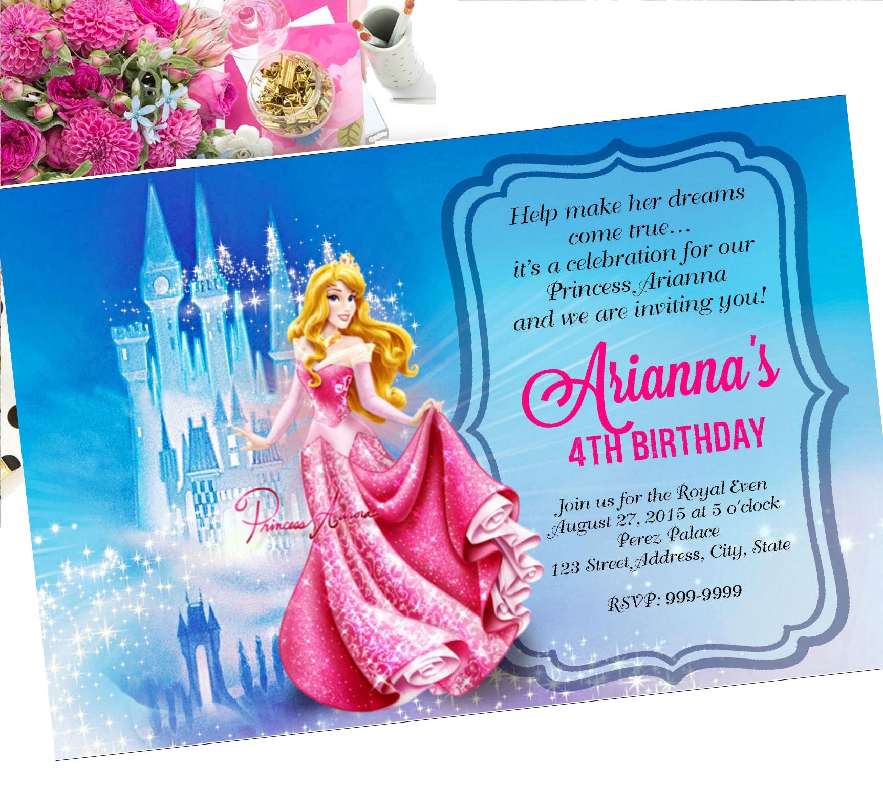 Sleeping Beauty Birthday Invitation Sleeping Beauty Invite - Etsy