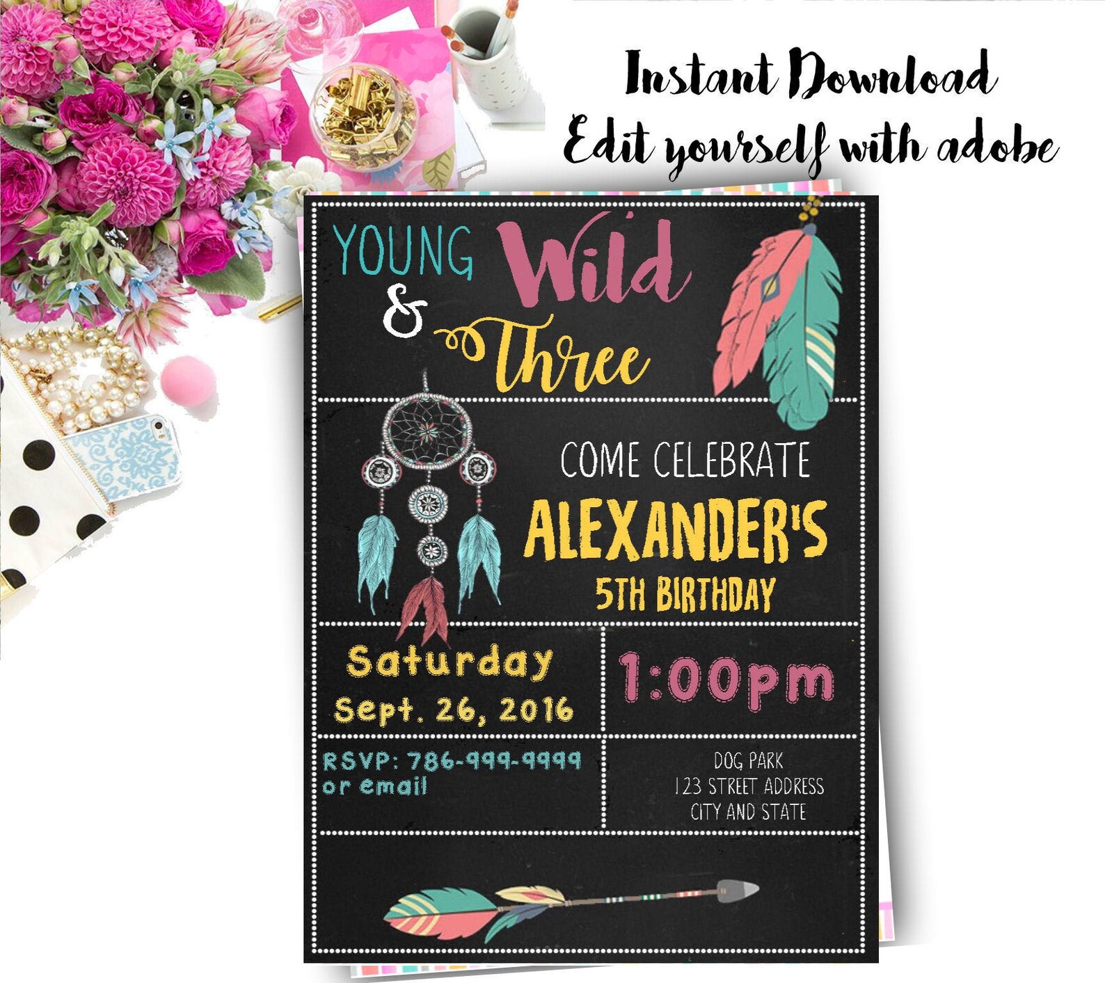 Tribal Birthday Invitation Tribal Invite Tribal invitation - Etsy Italia