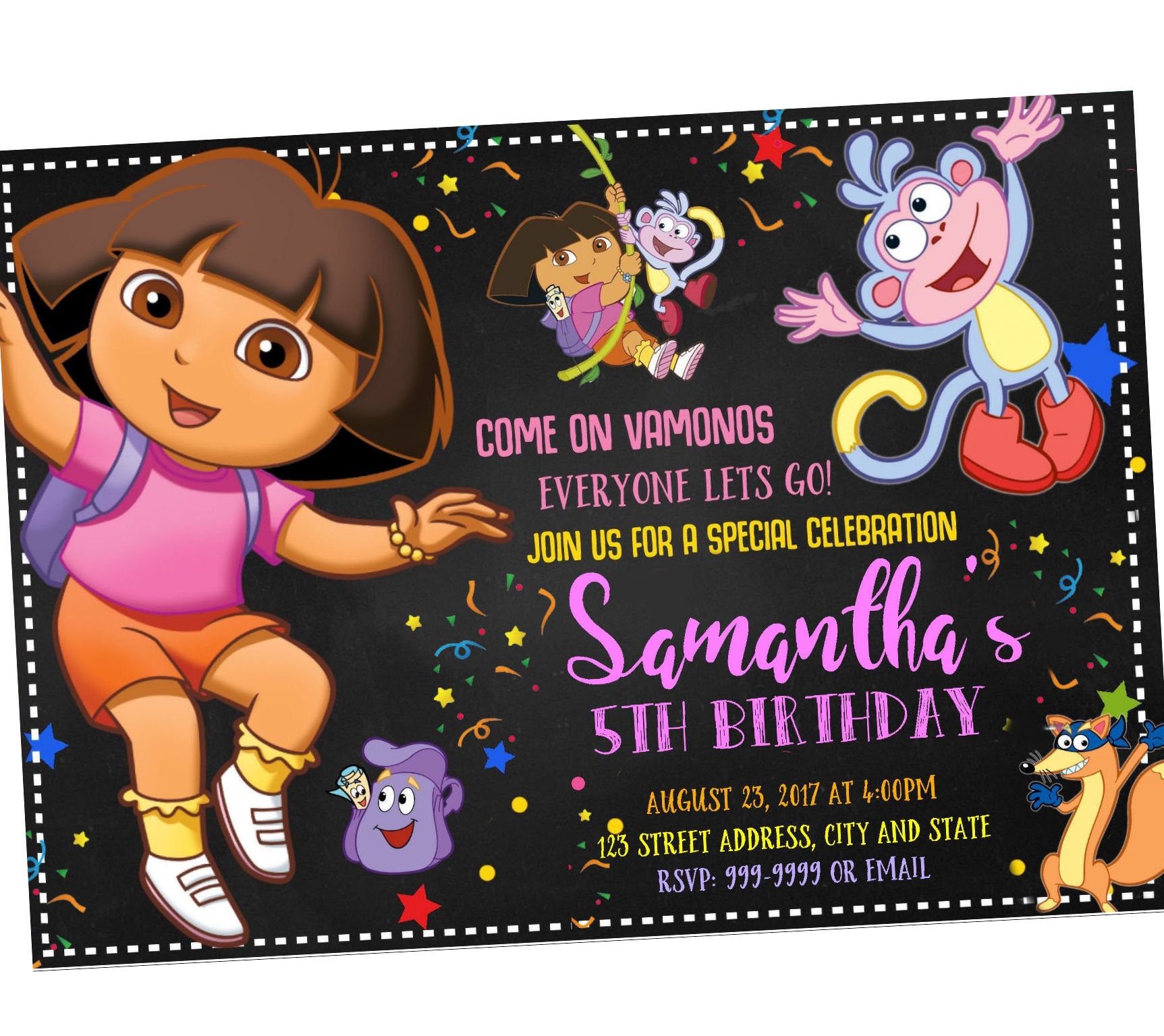 INSTANT DOWNLOAD Dora the Explorer Invitation Dora the - Etsy INSTANT DOWNLOAD Dora the Explorer Invitation Dora the - Etsy