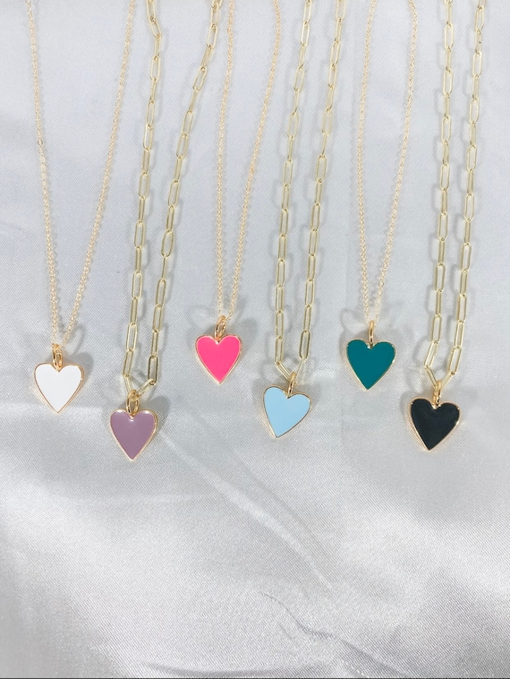 Small Heart Paperclip Chain or Simple Chain Gold Plated Etsy