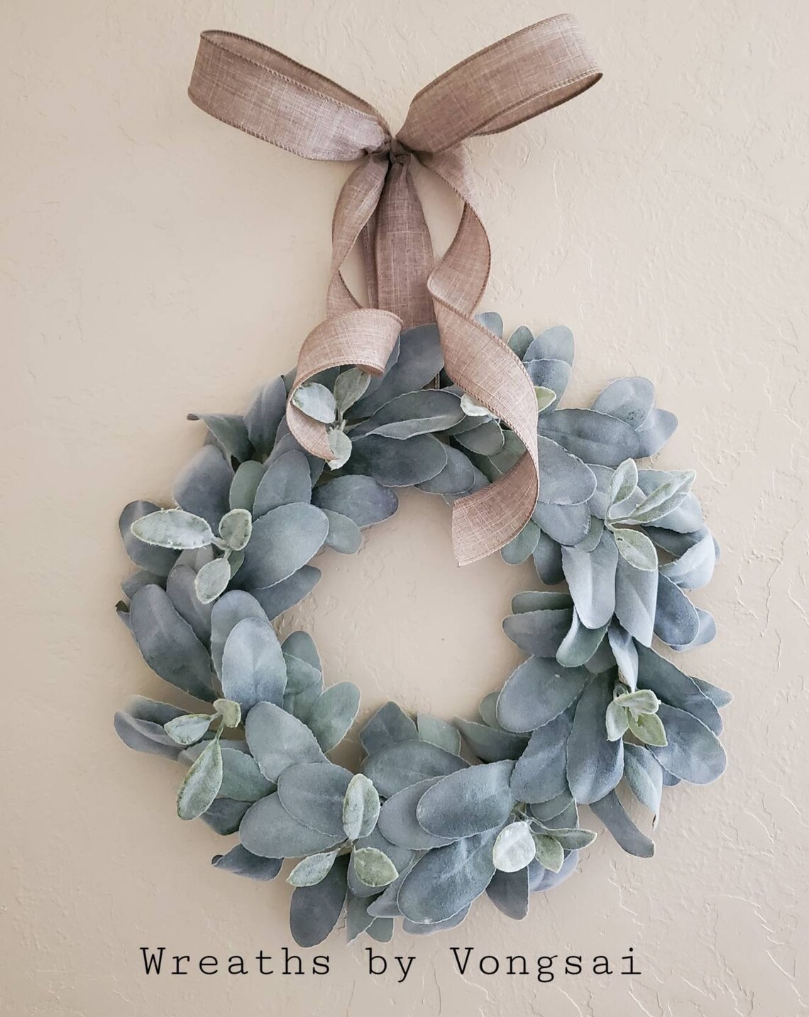Lambs Ear Wreath/ with bow Etsy