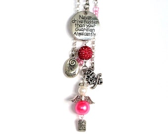 NEW DRIVER Car Charm, Rear View Mirror Charm, Car Accessory, Guardian Angel Charm, Gift for New Car, Gift for Driver