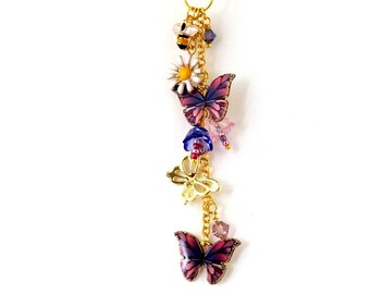 BUTTERFLY Car Charm-Purple butterfly Car Charm-Car Accessory-Birthday Gift-Mother's Day Gift-Nature Gift-Rearview Mirror Accessories