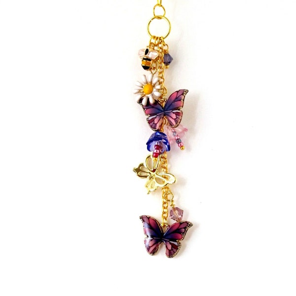 BUTTERFLY Car Charm-Purple butterfly Car Charm-Car Accessory-Birthday Gift-Mother's Day Gift-Nature Gift-Rearview Mirror Accessories