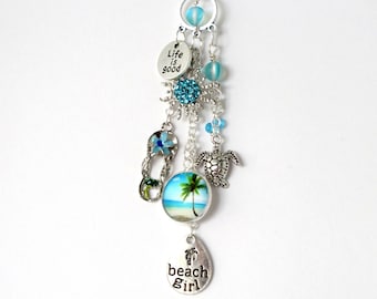 BEACH GIRL rear view mirror charm, Car Charm, Rearview Mirror Accessories, Beach Gifts, Best Friend Gift, Birthday Gift, Stocking Stuffer