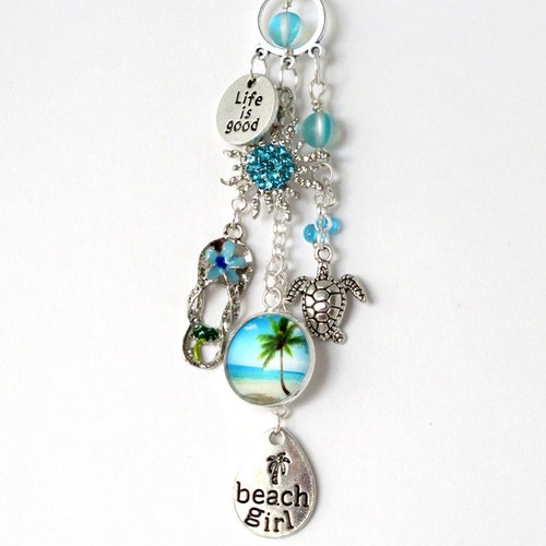 BEACH GIRL Rear View Mirror Charmcar Charmrearview Mirror Etsy
