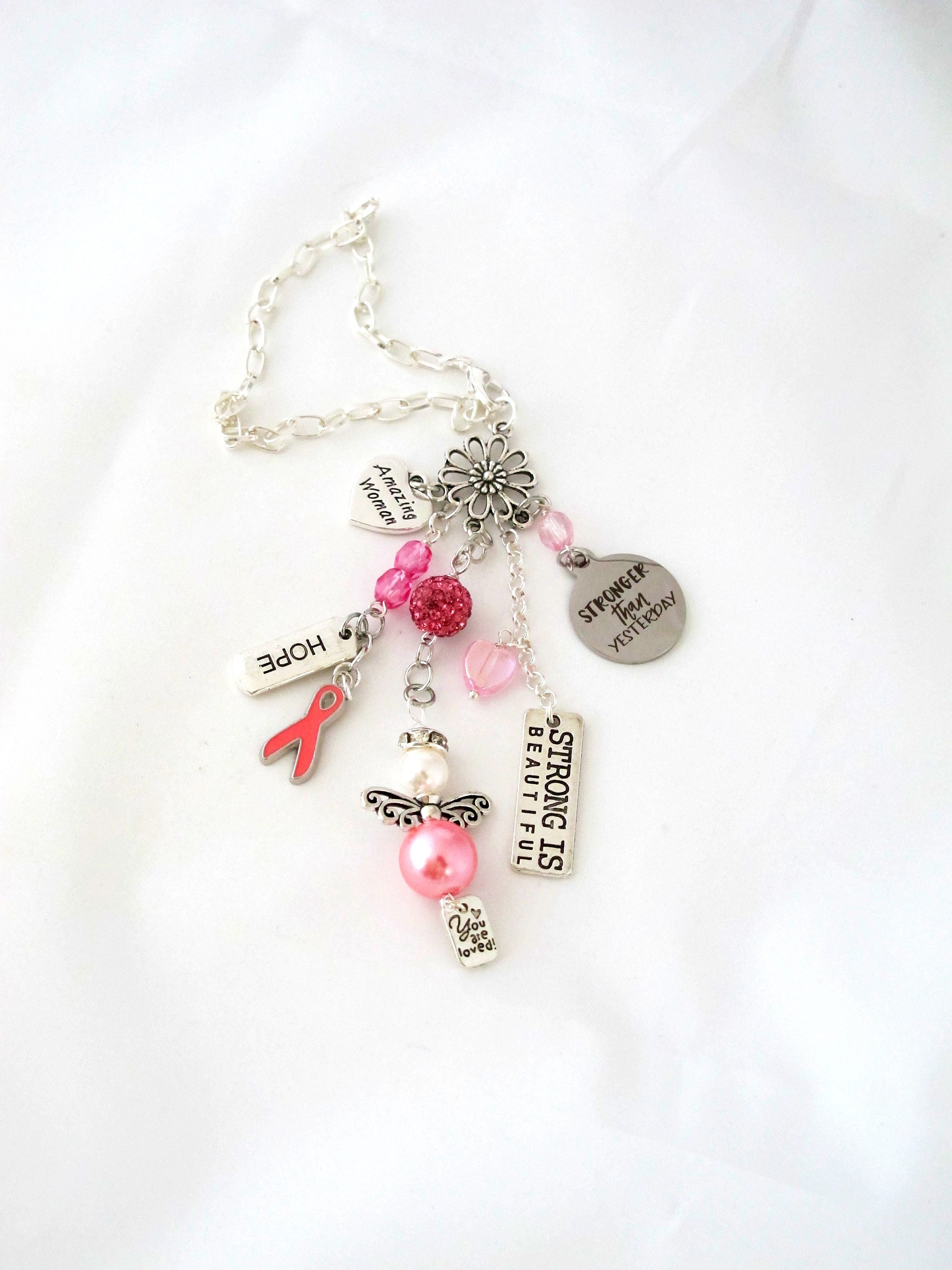 BREAST CANCER AWARENESS Rear View Mirror Charm Pink Car Etsy