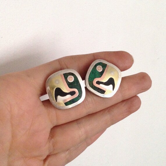 Vintage Cufflinks mid-century by Hickok Monte Carlo black and blue Acm-1