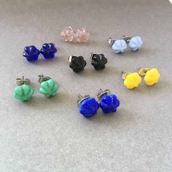 New Handmade Piped Icing Design Mexican Glass Stud Earrings Select Colour Etsy UK