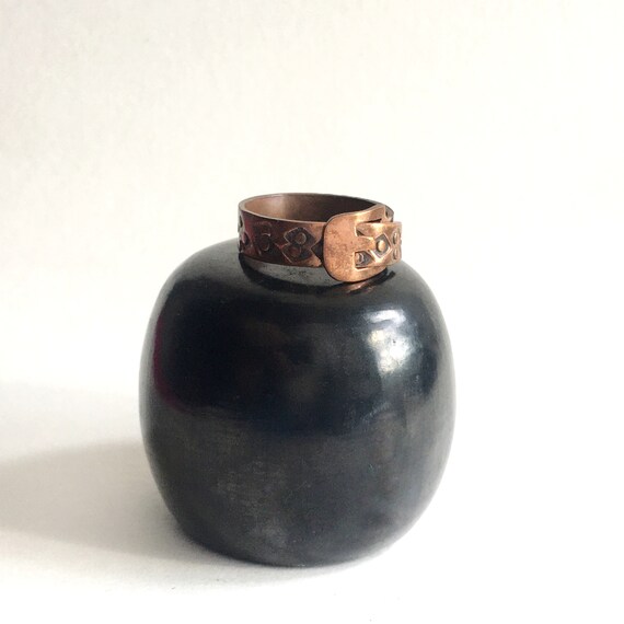 Vintage copper buckle design ring - hecho en Mexi… - image 3