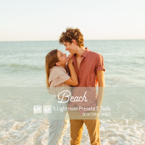 Beach Lightroom Presets. Desktop And Mobile Compatible. 5 Presets, 5 Tools.