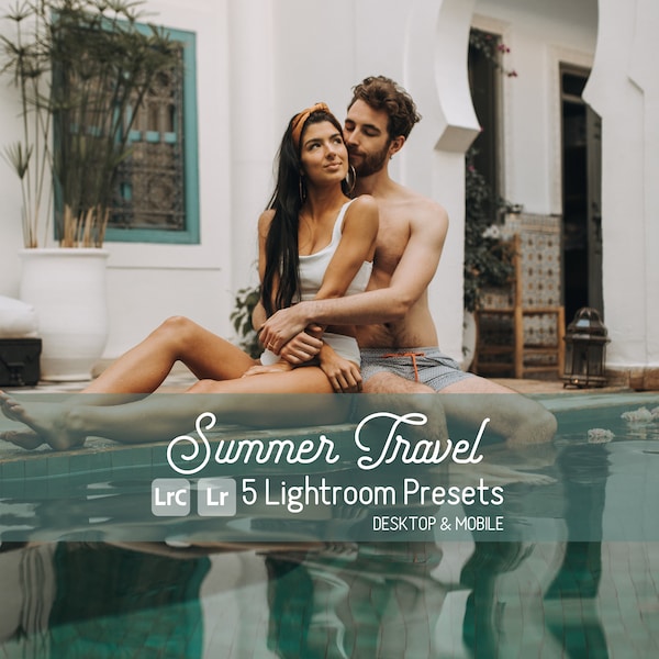 Summer Travel Mobile & Desktop Lightroom Presets, 5 Presets, Instagram Blogger, Paare, Engagements, Natürlich, Sauber, Tan, Lebendig