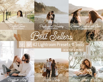 Bestsellers Lightroom Preset-bundel. Jakesout. Desktop- en mobiel-compatibel. 42 Lightroom-presets, 11 tools.