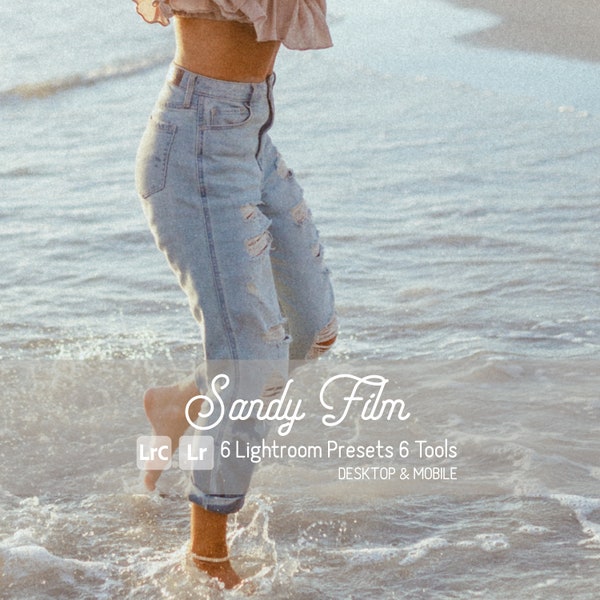 Sandy Film Lightroom Presets - Mobile & Desktop - Retro/Vintage/Analog 35mm - 6 Presets 6 Tools. Beach, Summer, Couples, Love, Island, Grain