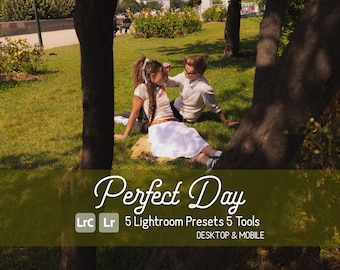 Perfect Day Lightroom Presets. Desktop / Mobile Compatible, 5 Presets 5 Tools, Vibrant, Color, Balanced, Clean, Best Seller, Filters