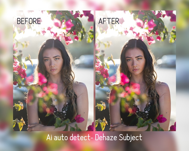 ai selection masking Lightroom presets before and after visual representation of the differences between raw image and edited image