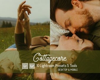 Cottagecore Lightroom Presets. Desktop & Mobile, 10 Presets, 5 Tools, Rustic, Bohemian, Moody, Warm, Brown, Green, Retro, Film