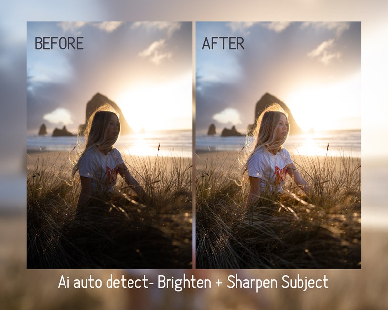 ai selection masking Lightroom presets before and after visual representation of the differences between raw image and edited image