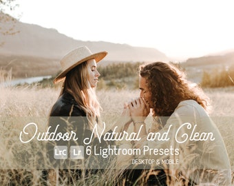 Outdoor Natural and Clean Lightroom Presets. Desktop / Mobile Compatible, 6 Presets, Best Seller, Filters, Sunrise/Sunset, Instagram blogger