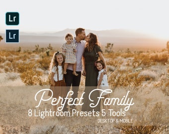Perfect Family Lightroom Presets. Desktop/Mobile Compatible. 8 Presets 5 Tools. Family Photos, Engagements, Wedding, Photo Filter, Instagram