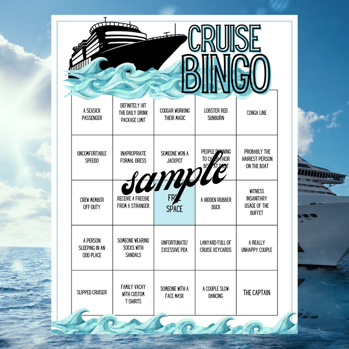 Cruise Adventure Bingo: A Game To Spot Sights Aboard Cruise Ships | 100 Tear-Out Pages Of Bingo Challenges For Kids And Families: LQueen, Champa: 9798344823935