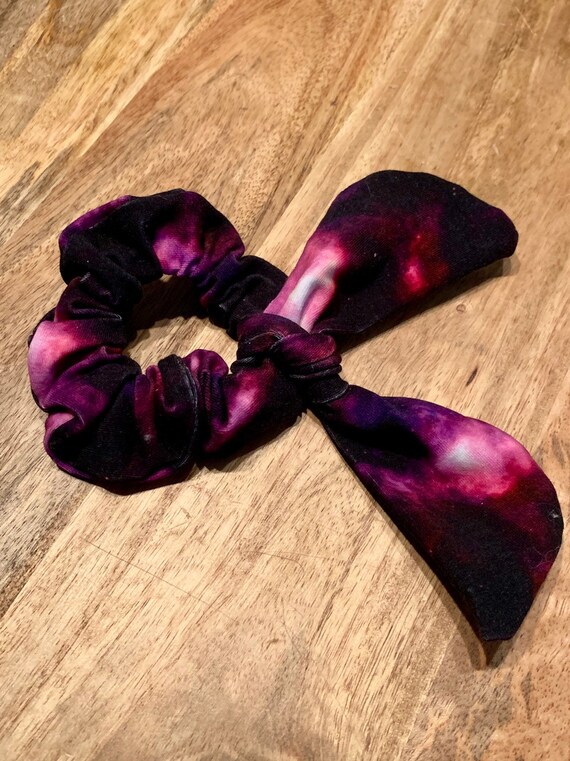 Galaxy Bow Scrunchie Space Hair Tie Pink Purple Hair Etsy